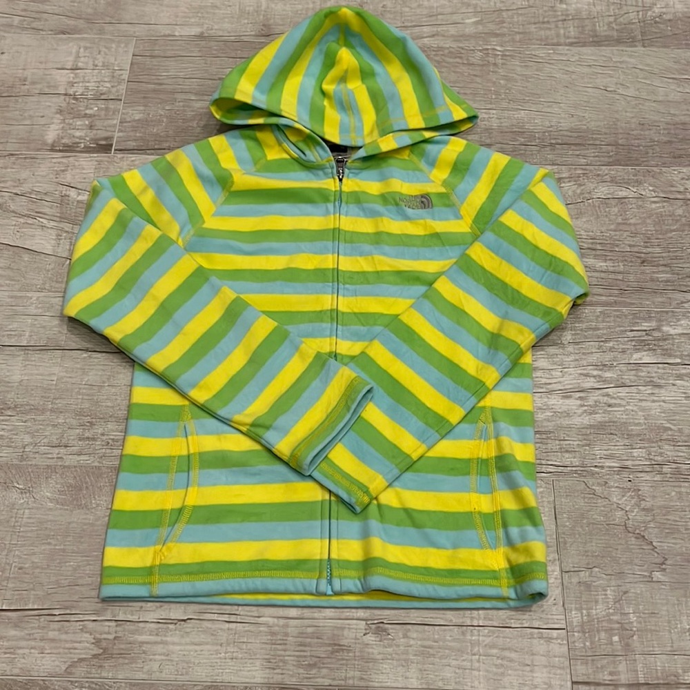 The North Face Girls Striped Glacier Full Zip Hoodie‎ Size Large (14/16)